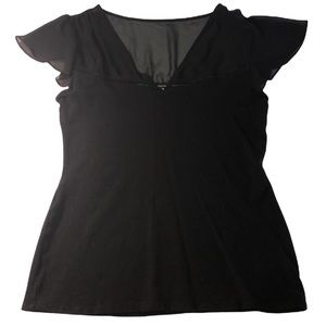 Express Sheer Shoulder Black Top NWOT Medium